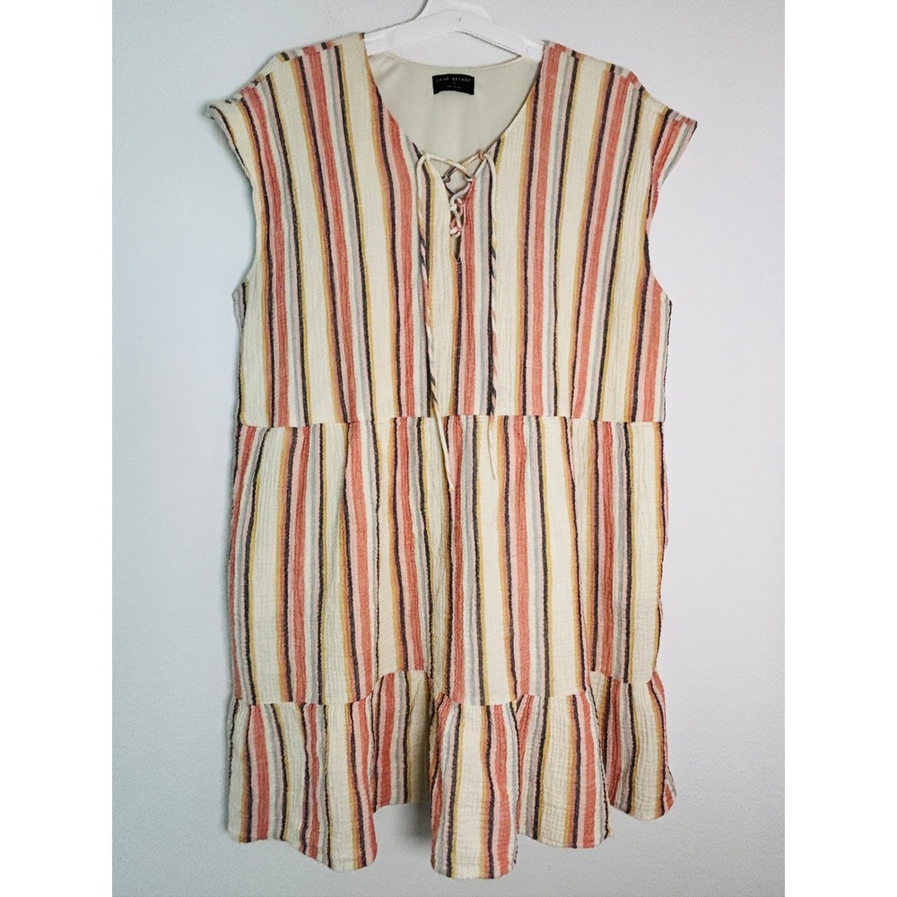 Lane Bryant‎ Striped Tiered Lace Up Mini Dress Multi Color Plus Size 18